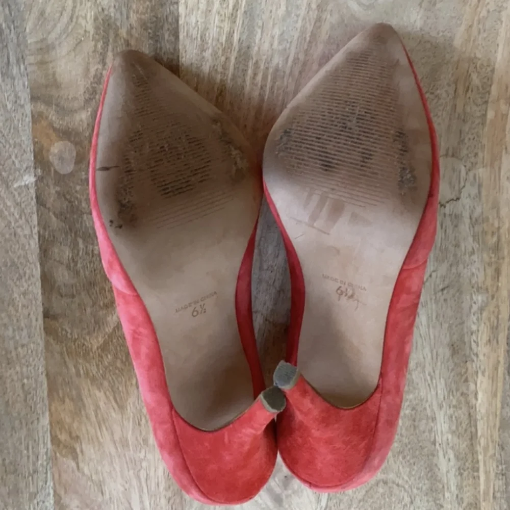 Madewell Mira Suede Red Pumps Heels - Bias Cut Matte 6.5